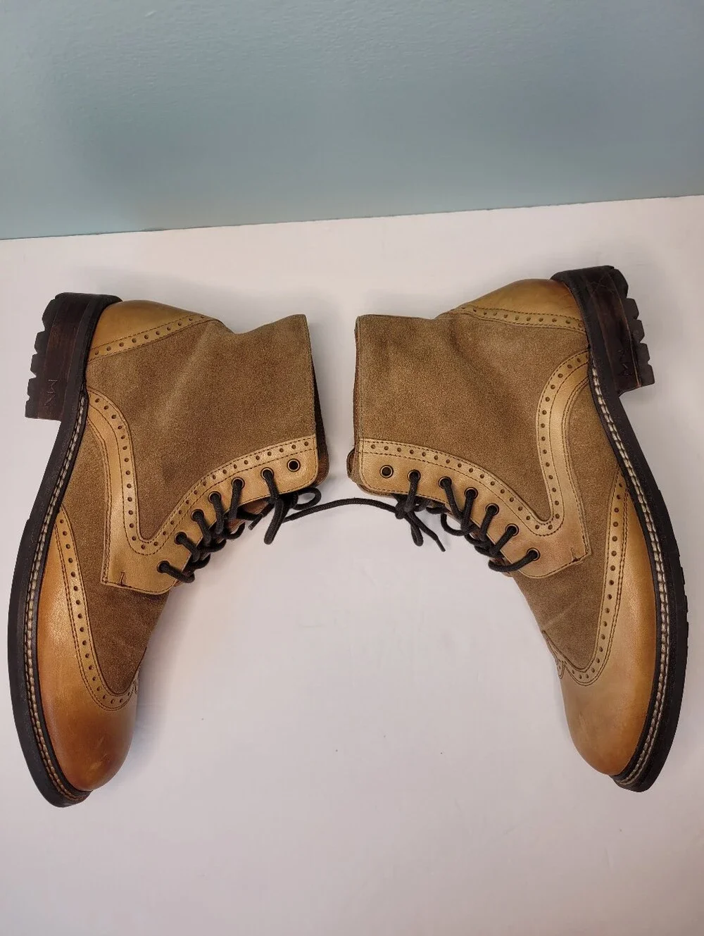 Mark Nason Los Angeles Ithaca Beaufort Wing Tip Brogue Tan Boots Mens Size 11